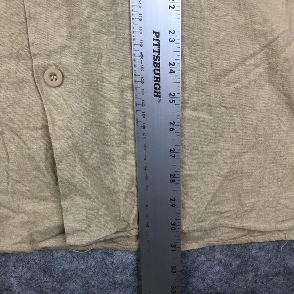 Trust Shirt Men's XL Short Sleeve Button Linen Rayon Blend Casual Adult Tan - Picture 6 of 9